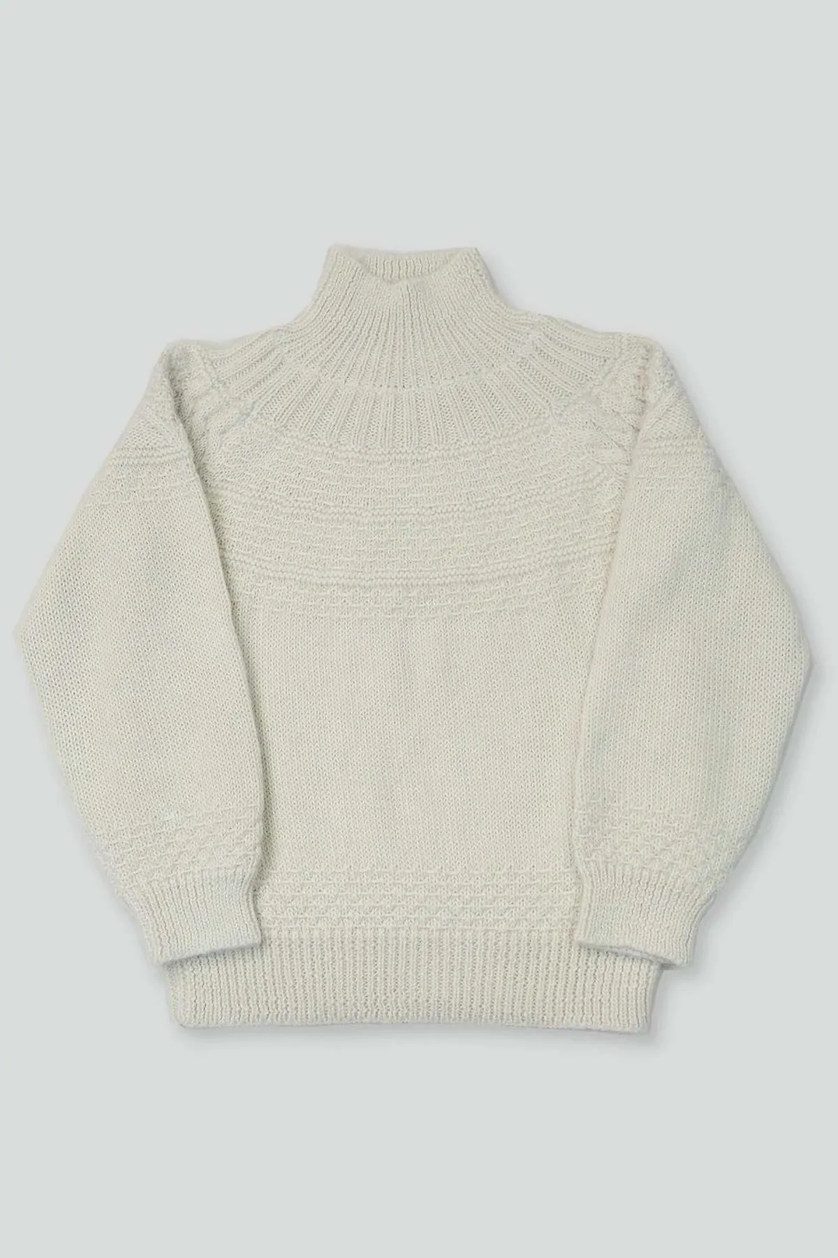 Textured Alpaca Cable Sweater - Cream