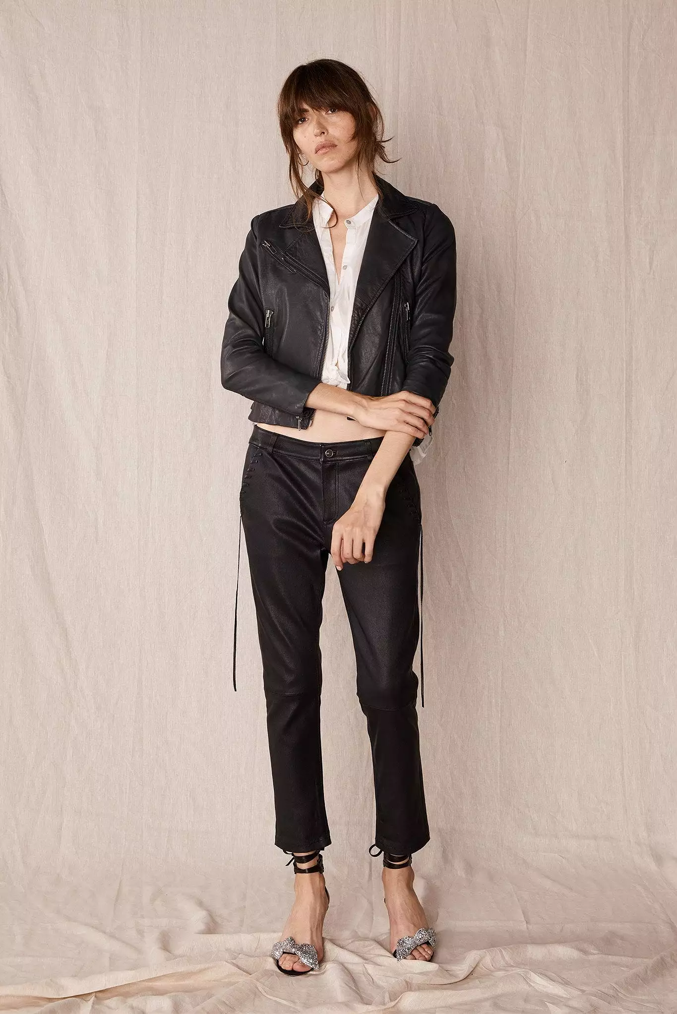 The Bondi Slouch Pant Black Stretch Leather