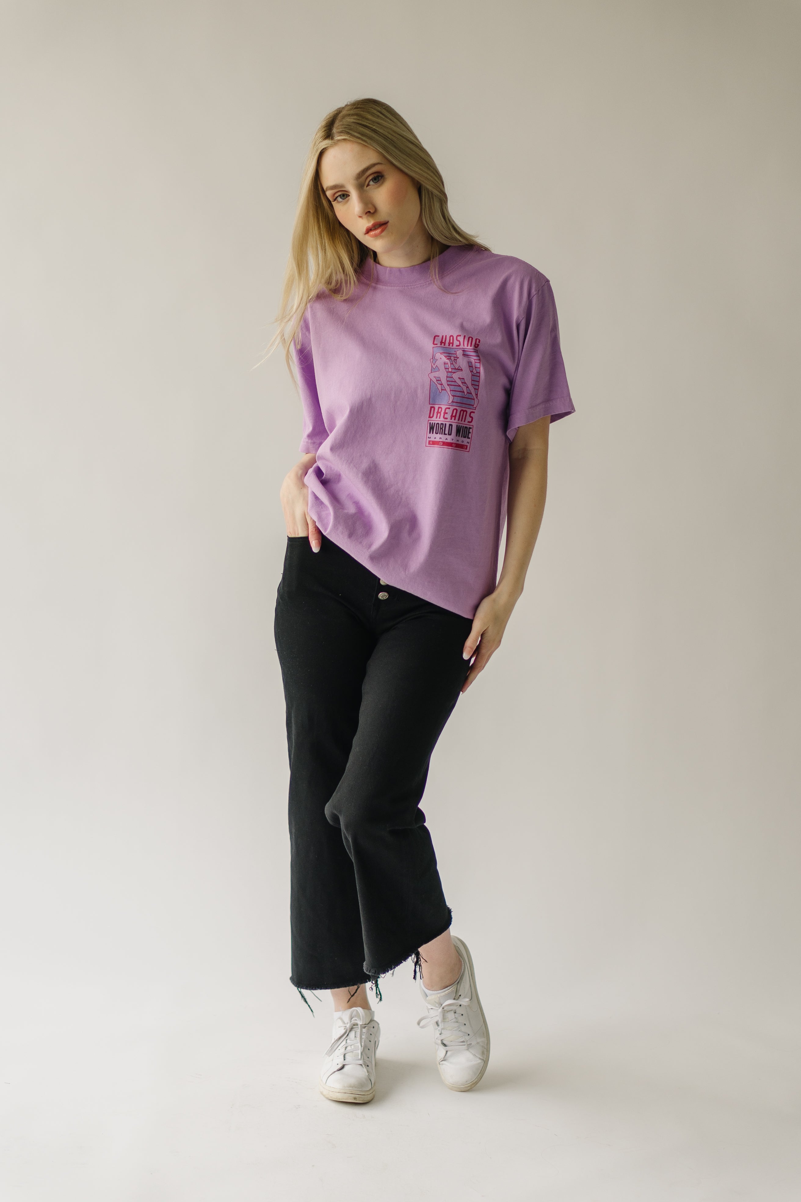 The Catch Me Graphic Tee in Lilac