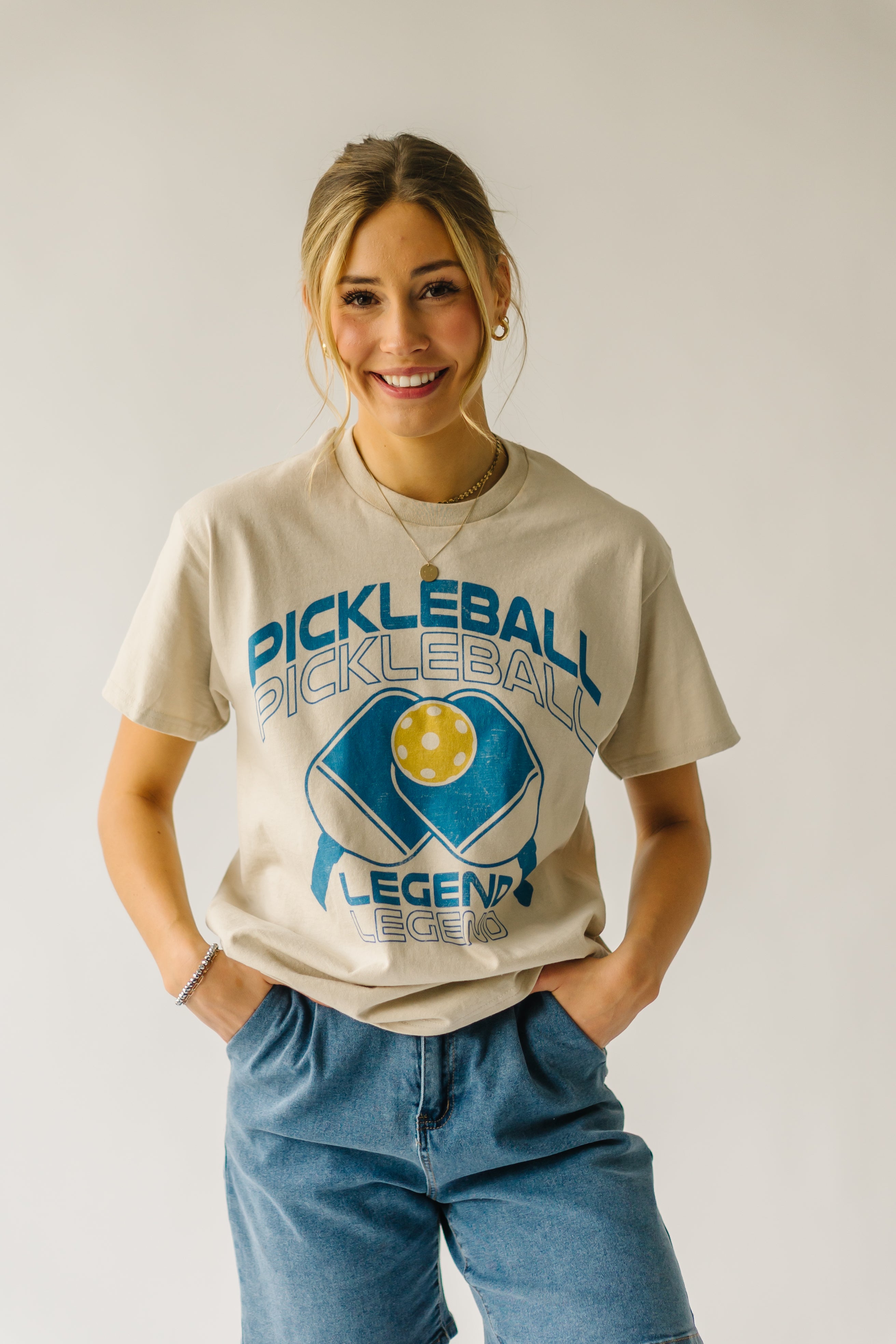 The Pickleball Legend Graphic Tee in Sand