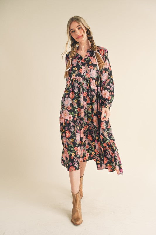 The Tara Floral Print Button Down Dress