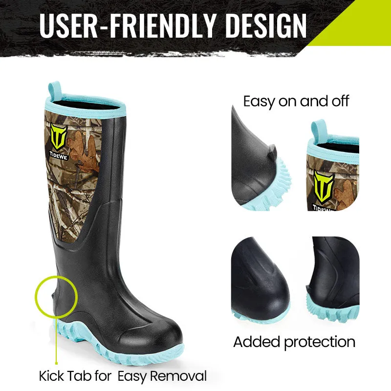 TideWe Rubber Boots for Women Rain Boots with Steel Shank, Neoprene Outdoor Hunting Boots