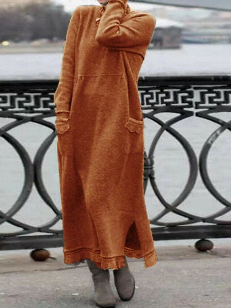 Trendy Women's Maxi Long Sweatshirt Dress