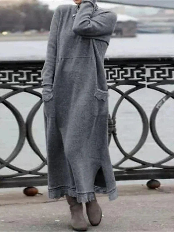 Trendy Women's Maxi Long Sweatshirt Dress