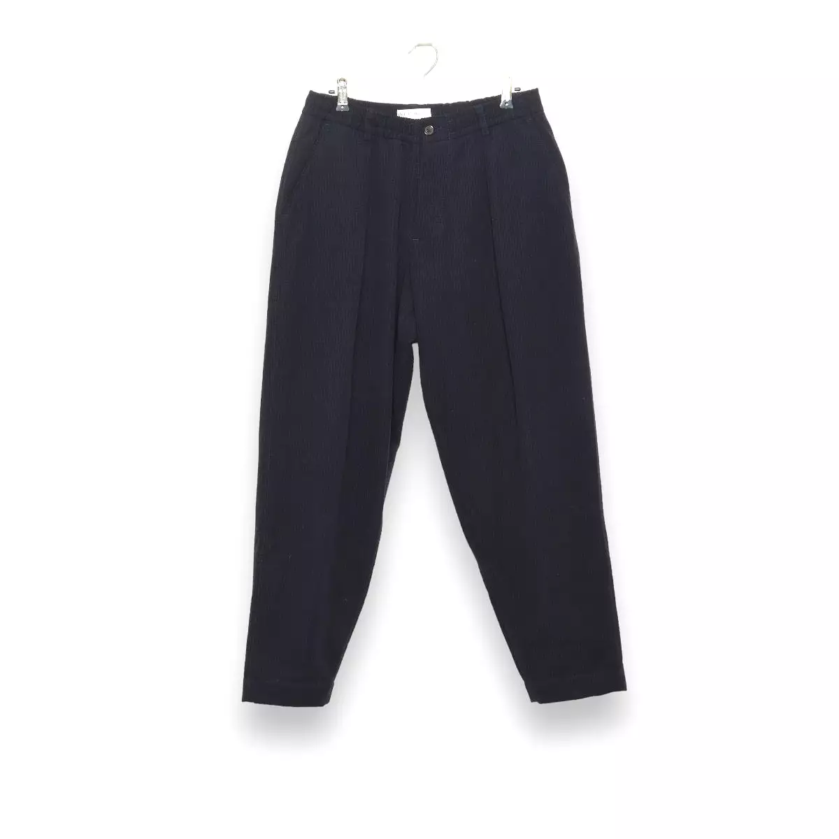 Universal Works Pleated Track Pant 29727 Wool Cot Seersucker navy