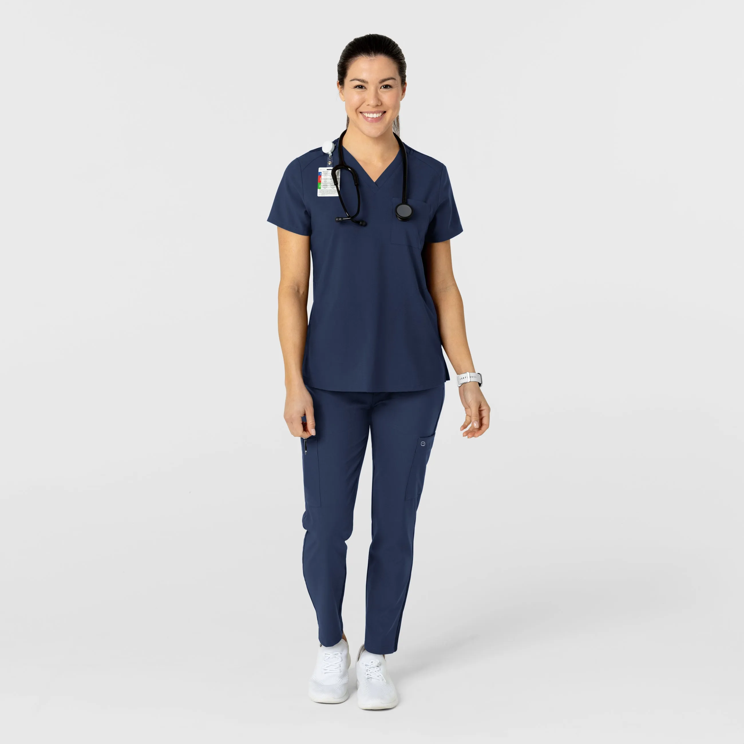 W123 Women's Flex-n-Reach Track Scrub Pant - Navy