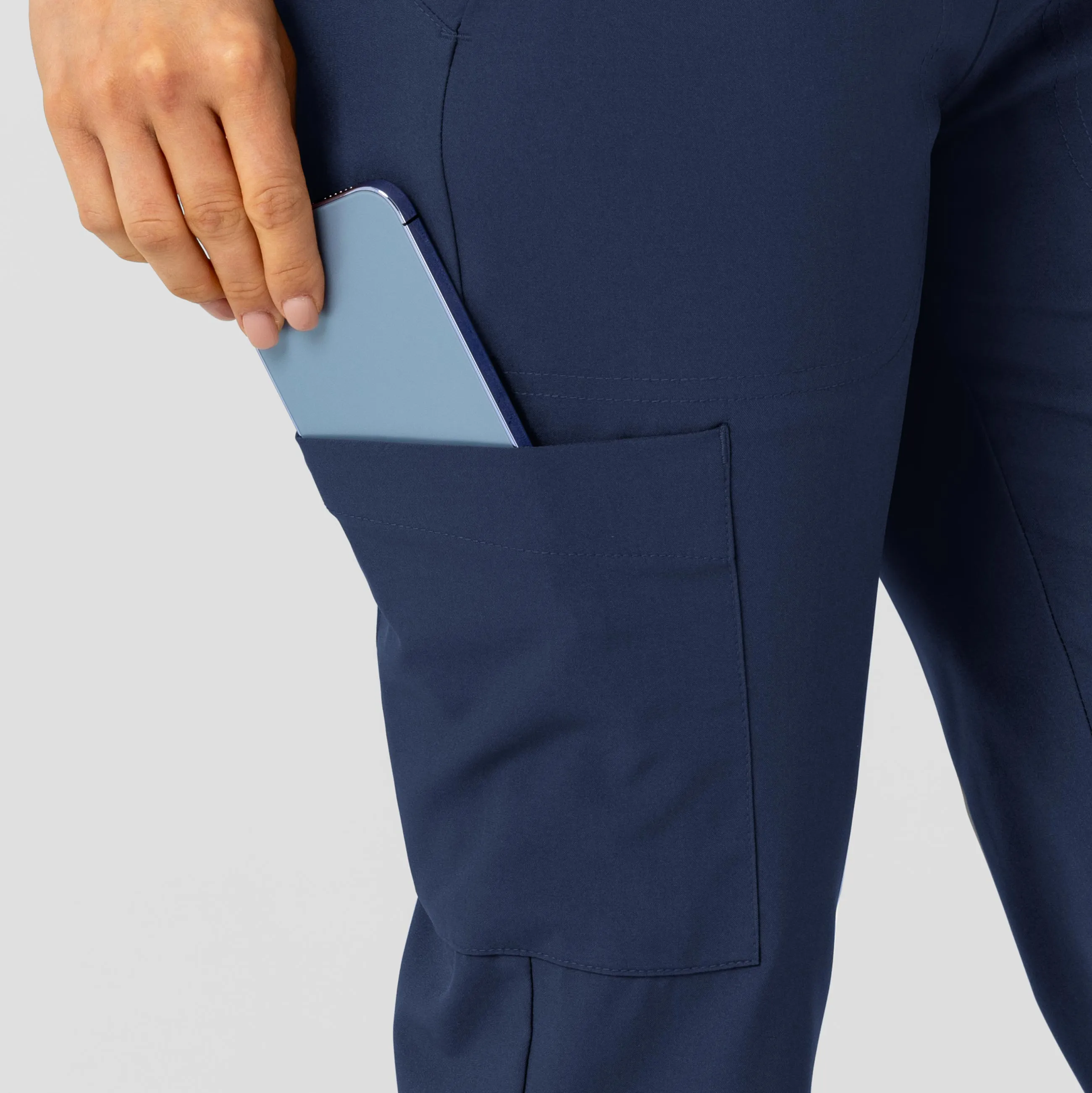 W123 Women's Flex-n-Reach Track Scrub Pant - Navy