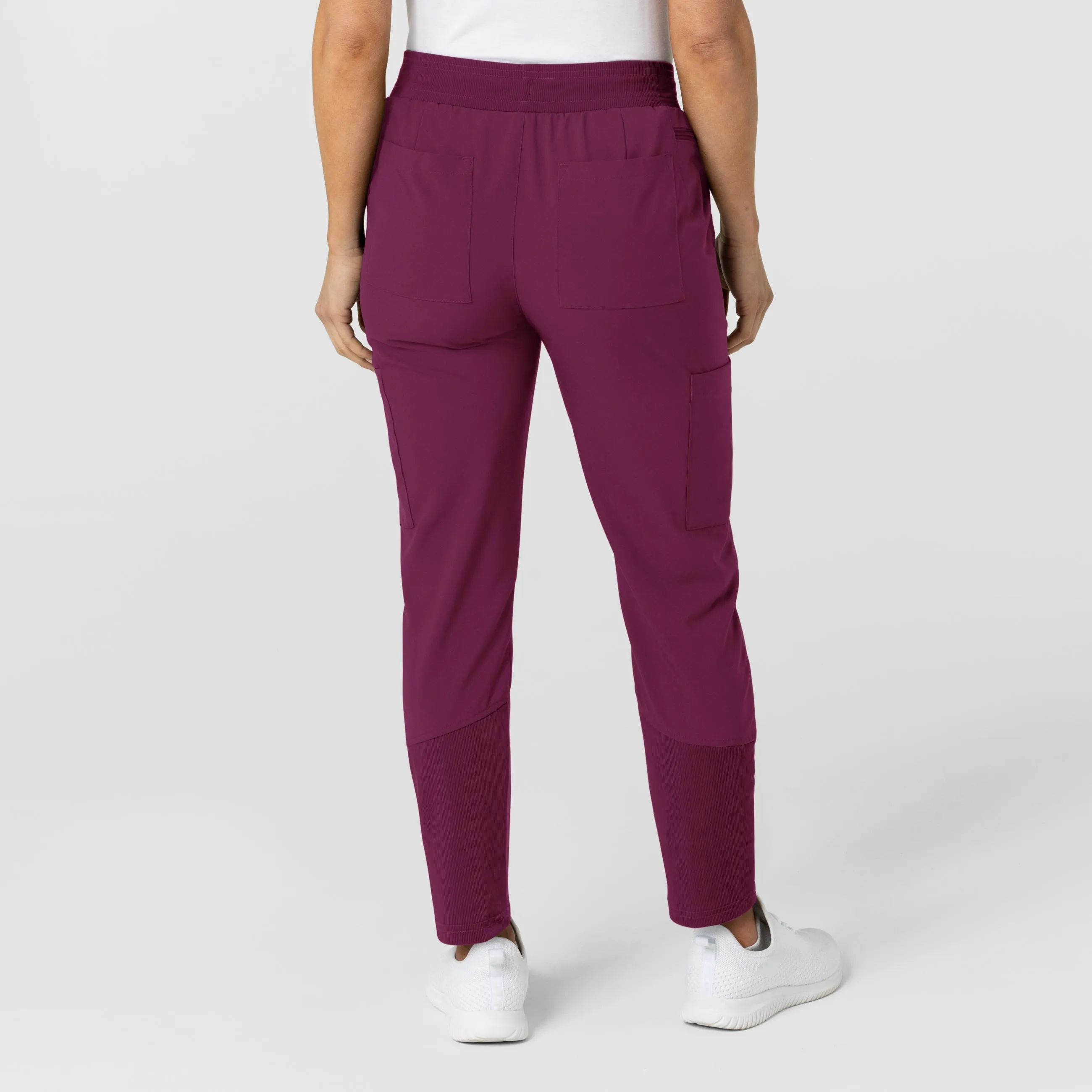 W123 Women's Flex-n-Reach Track Scrub Pant - Wine