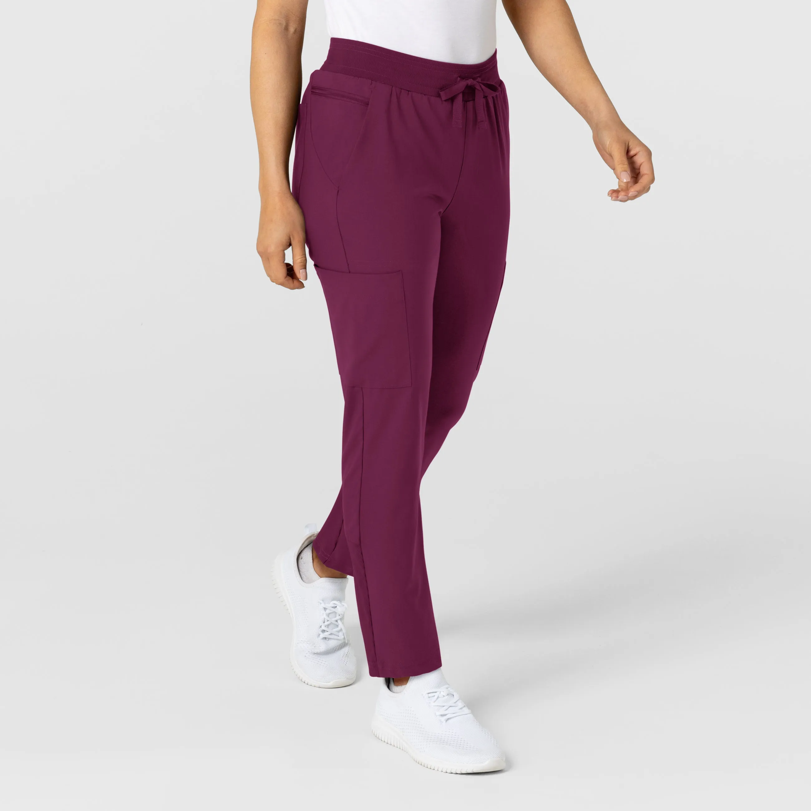 W123 Women's Flex-n-Reach Track Scrub Pant - Wine