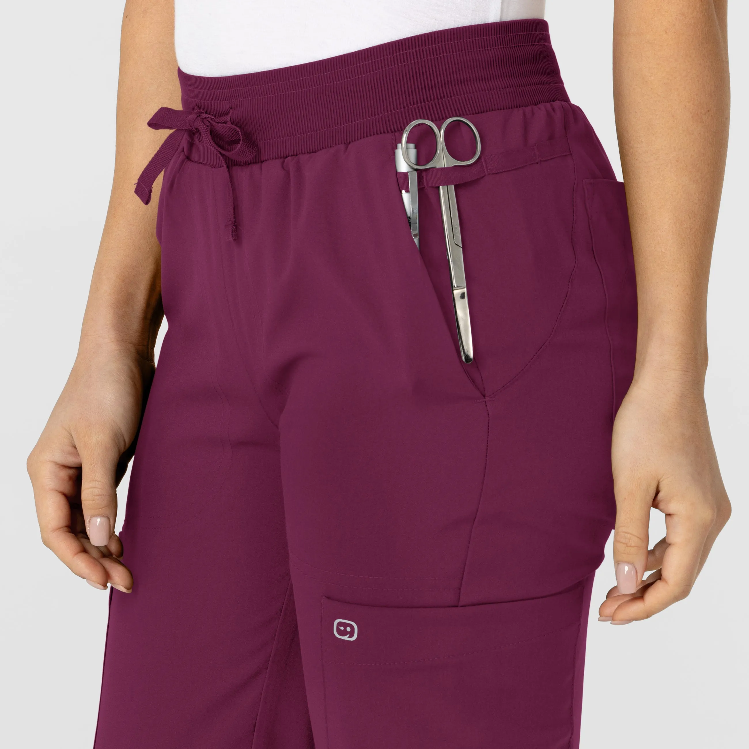 W123 Women's Flex-n-Reach Track Scrub Pant - Wine