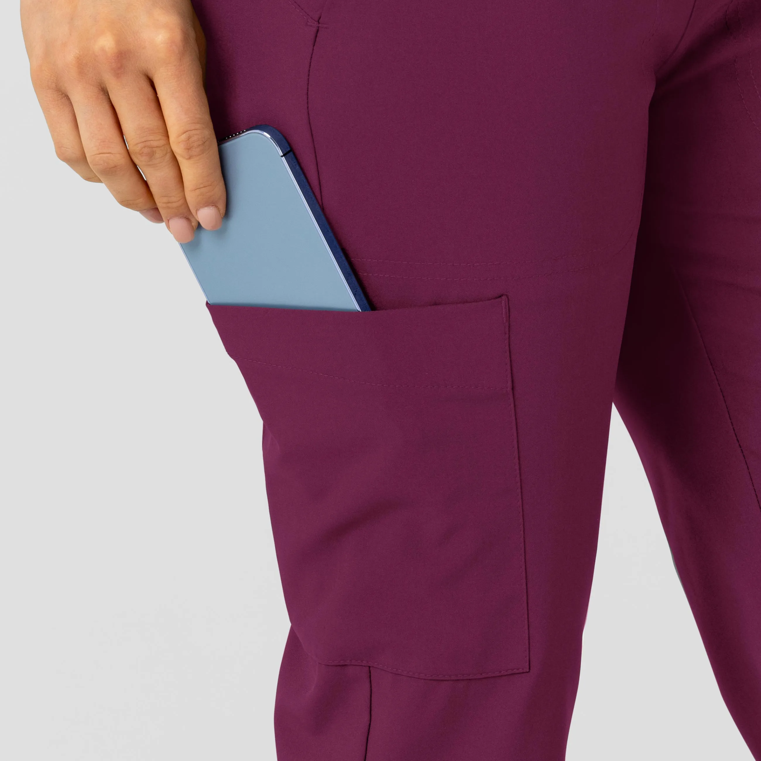 W123 Women's Flex-n-Reach Track Scrub Pant - Wine