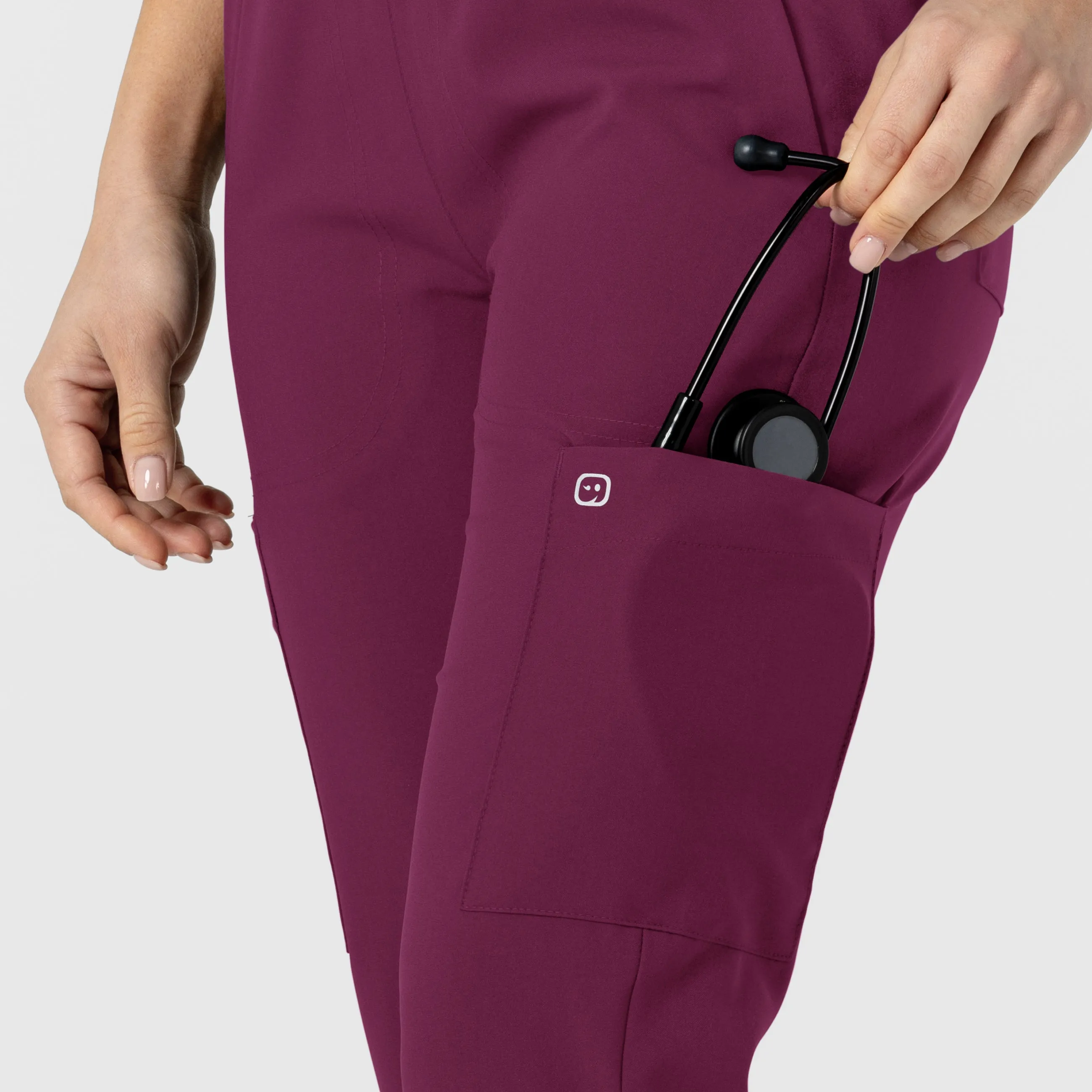 W123 Women's Flex-n-Reach Track Scrub Pant - Wine