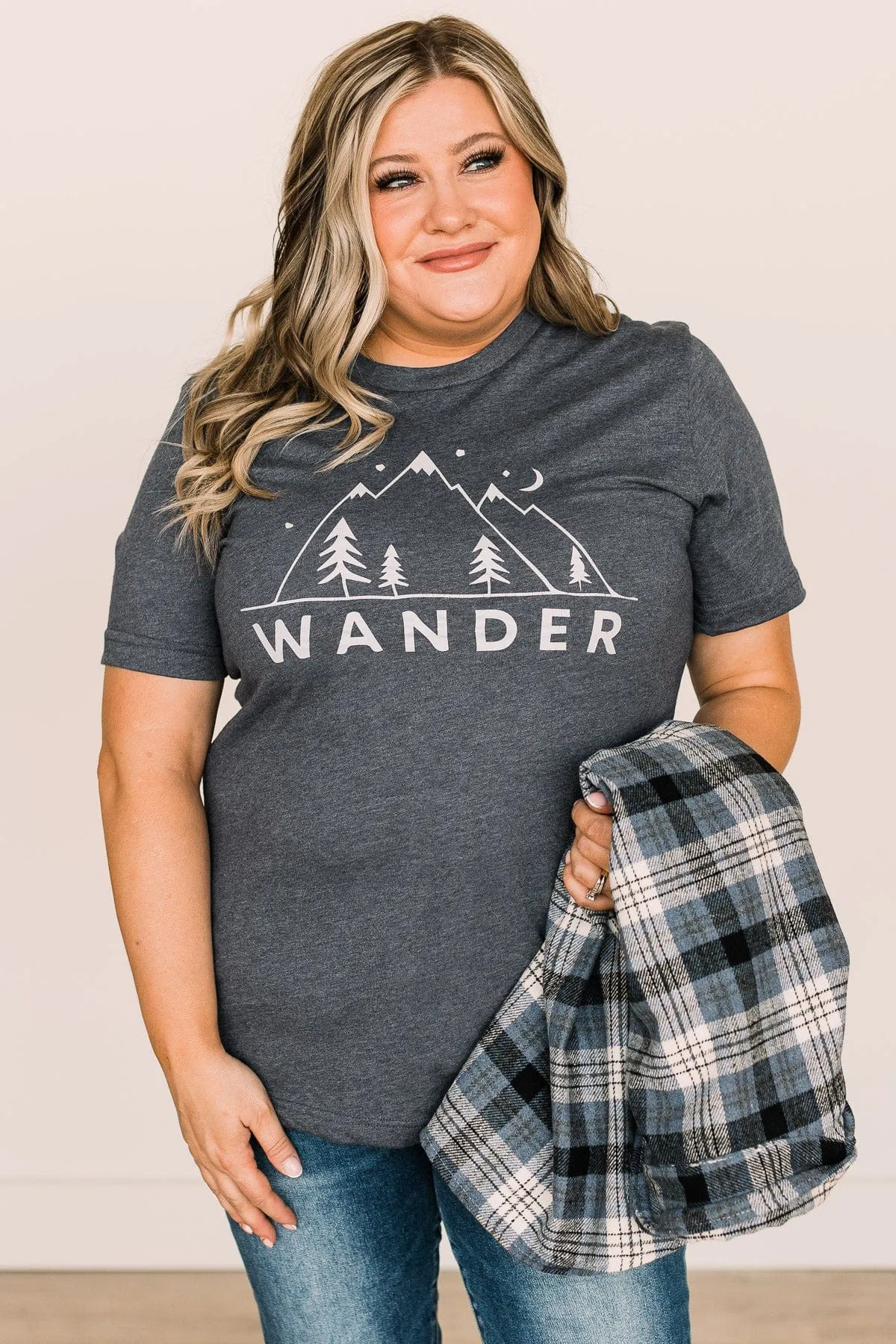 Wander Graphic Tee- Heather Navy