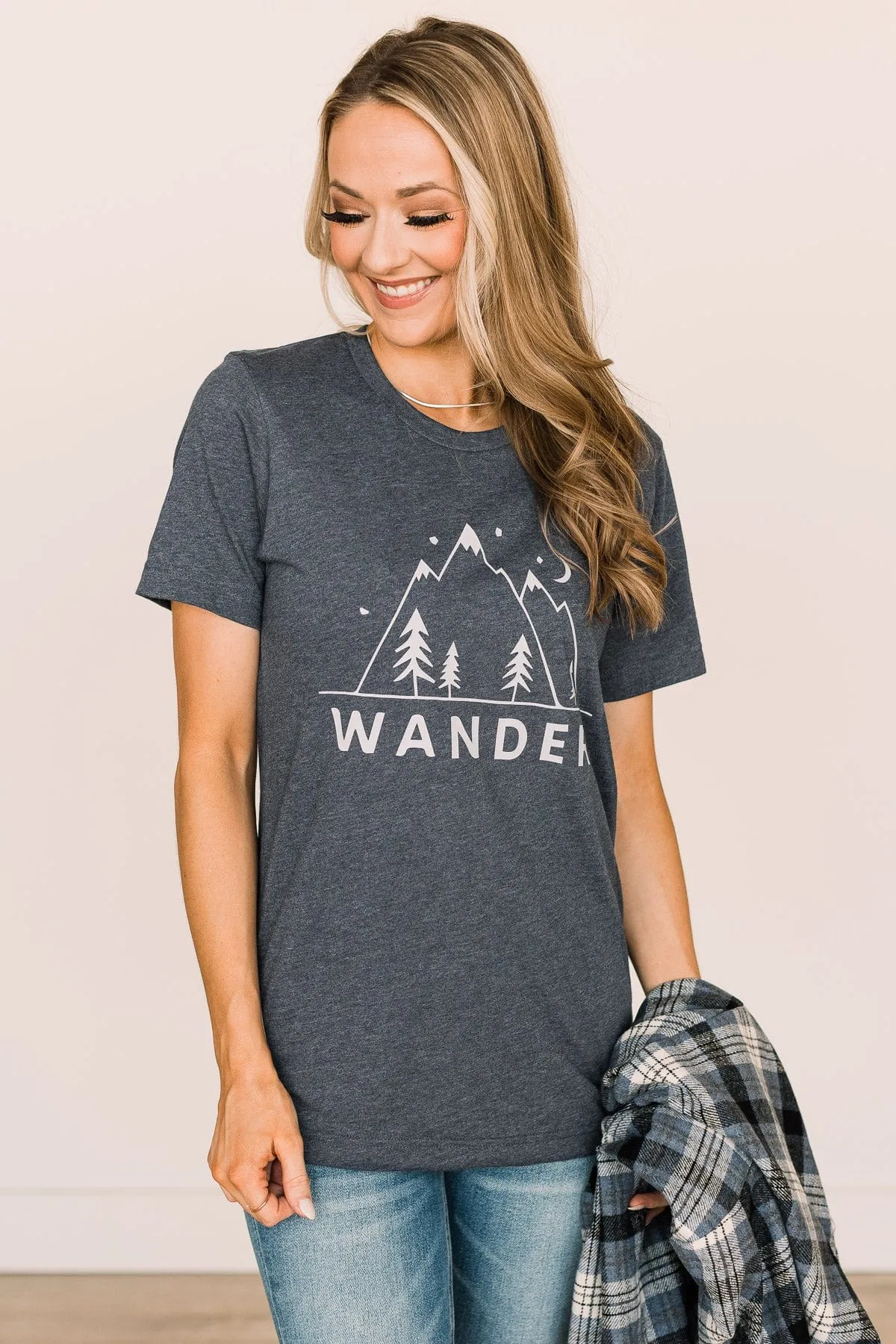 Wander Graphic Tee- Heather Navy