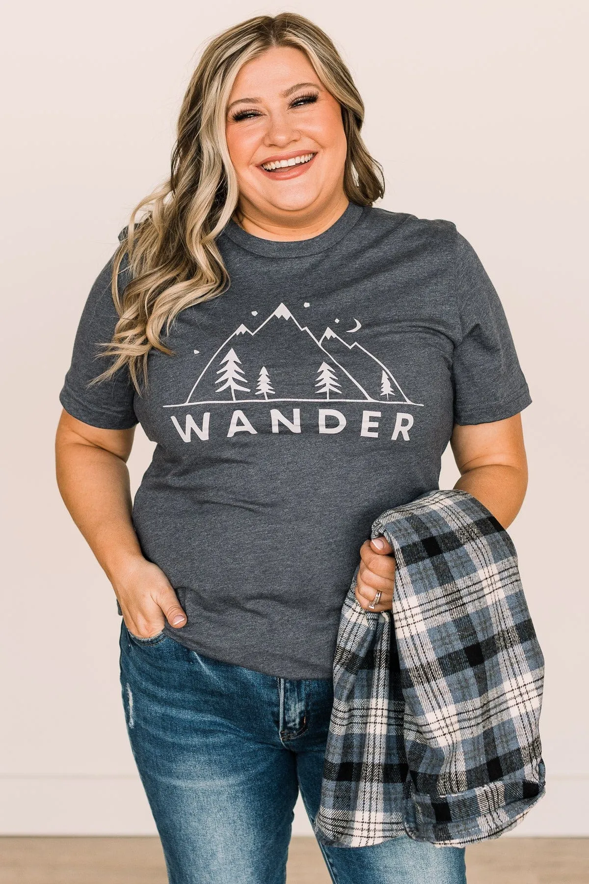 Wander Graphic Tee- Heather Navy