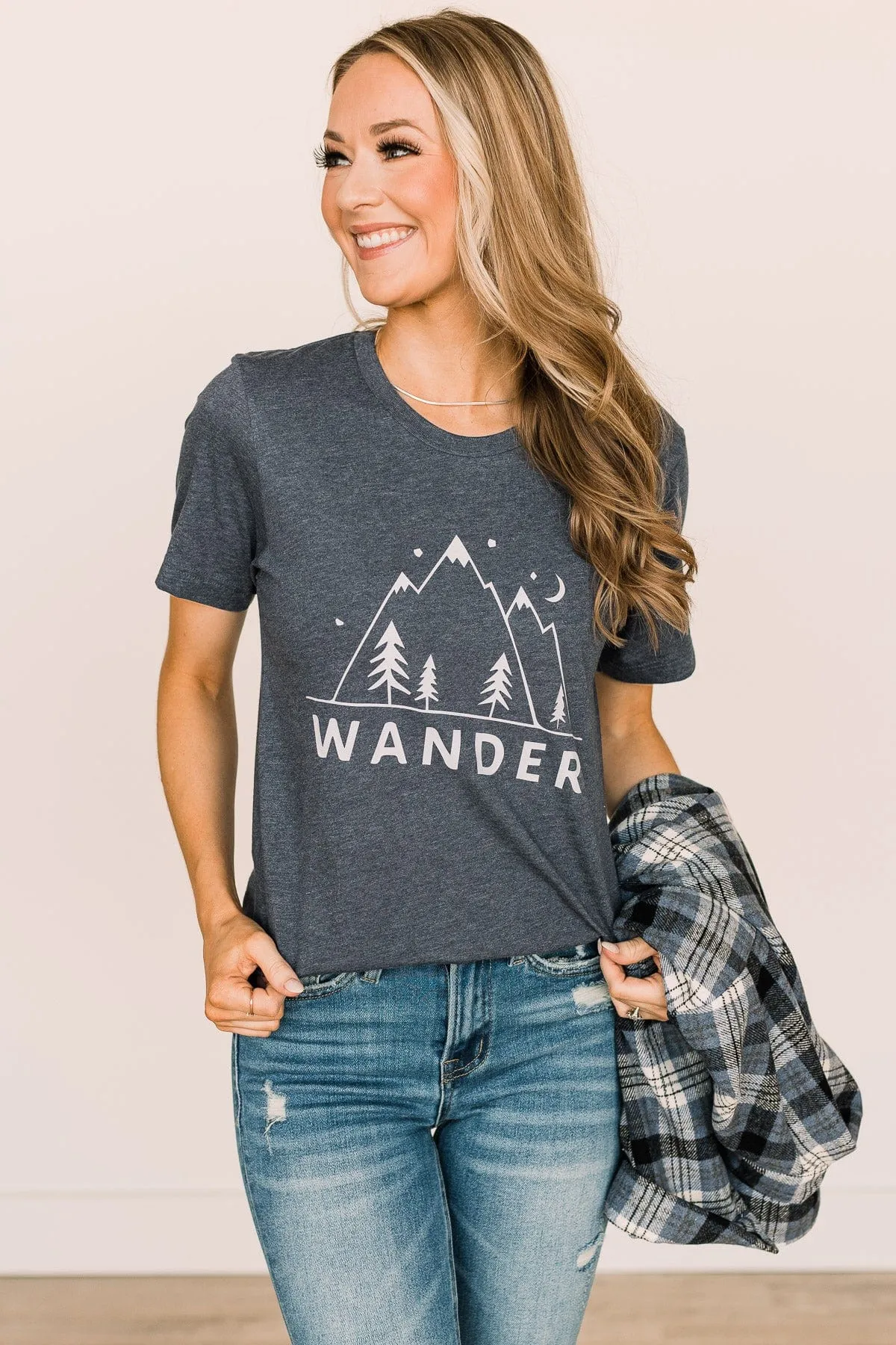 Wander Graphic Tee- Heather Navy