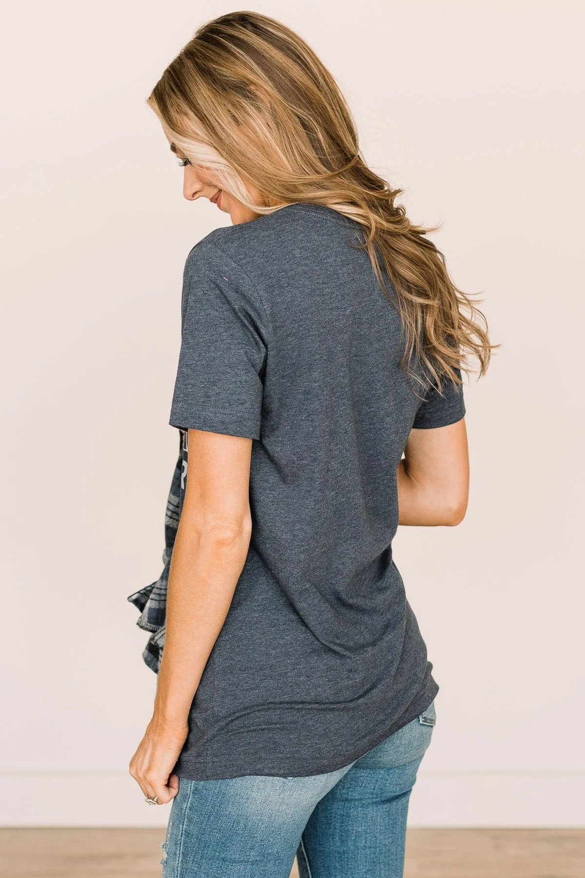 Wander Graphic Tee- Heather Navy