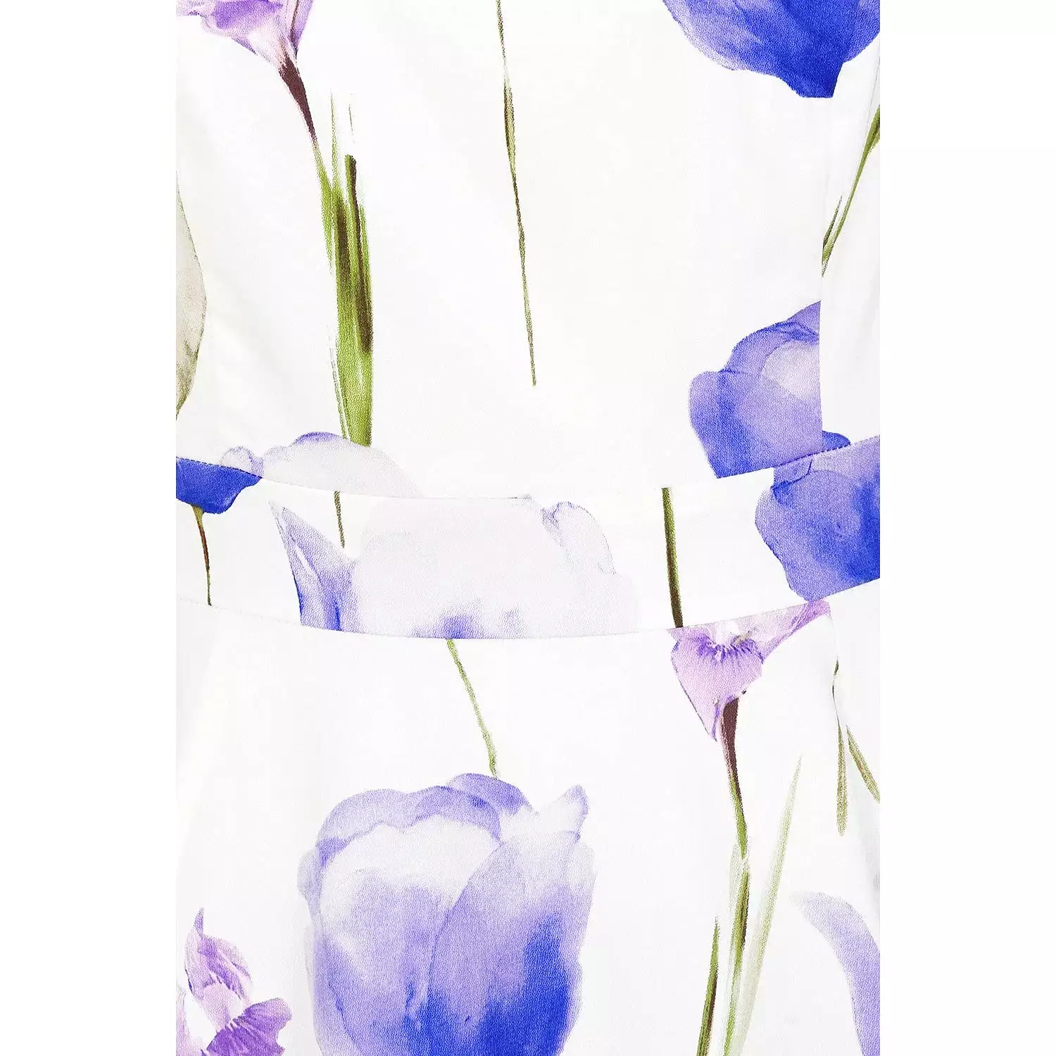 White & Purple Tulips Floral Print 50s Swing Dress