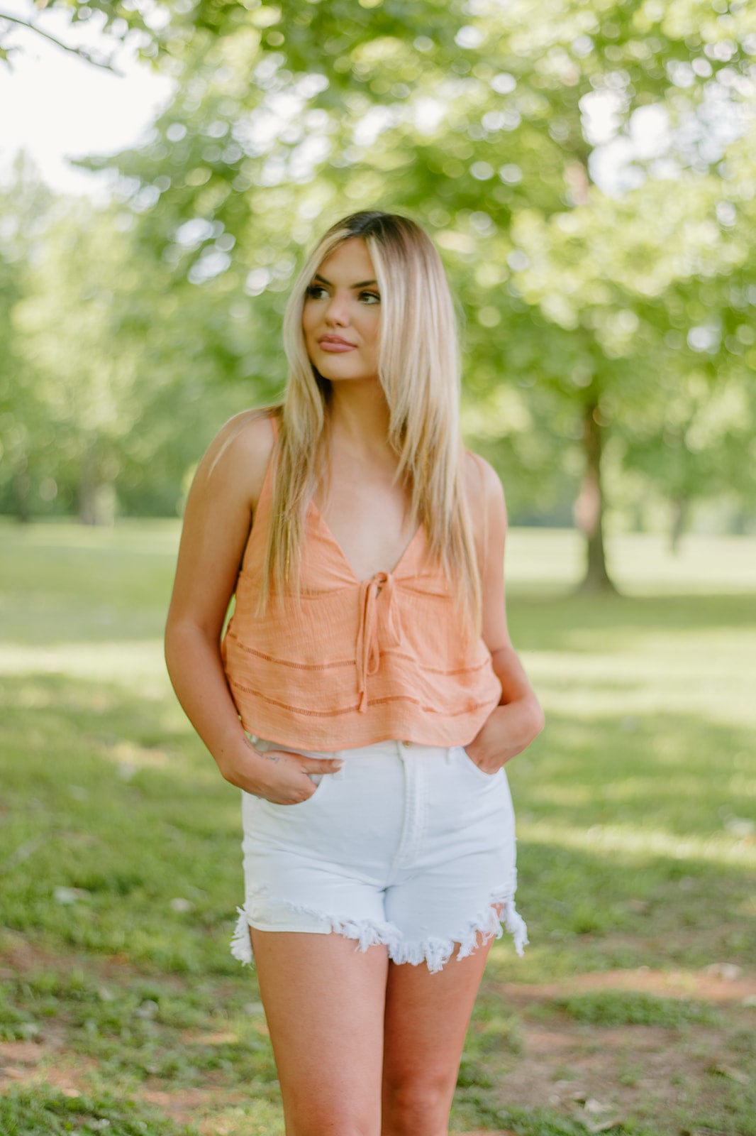 White High Rise Distressed Denim Shorts