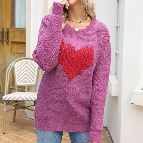 Women's Sweater Long Sleeve Sweaters & Cardigans Casual Heart Shape