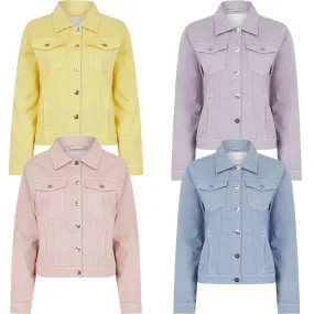 Women’s Stretch Denim Jacket Summer Pastel Fashion Coat