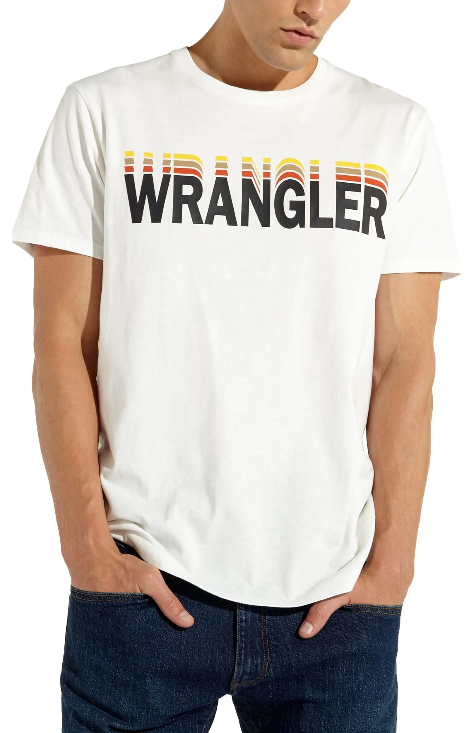 Wrangler Festival Crew Neck Graphic Logo T-shirt Vintage White