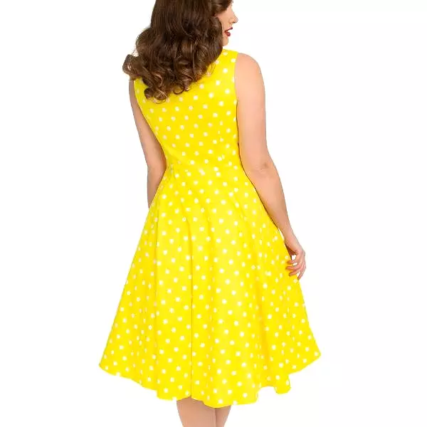 Yellow And White Polka Dot 50s Audrey Swing Dress