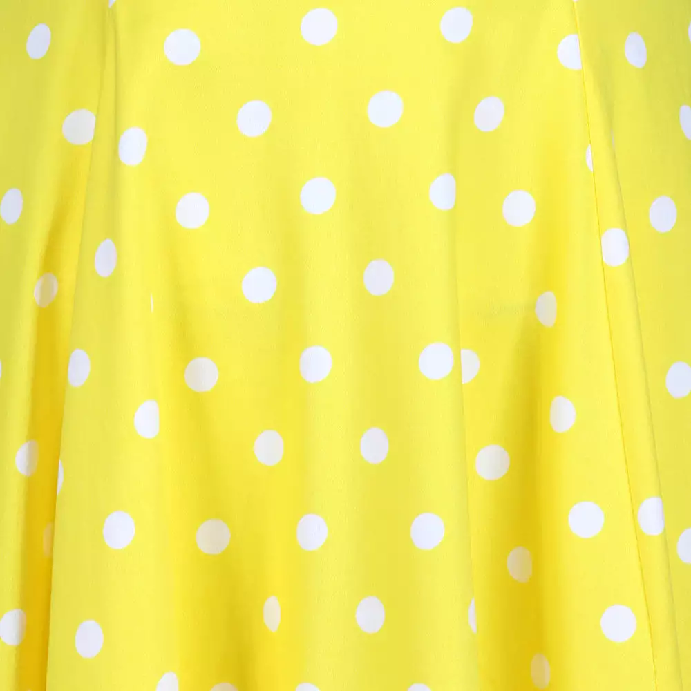 Yellow And White Polka Dot 50s Audrey Swing Dress