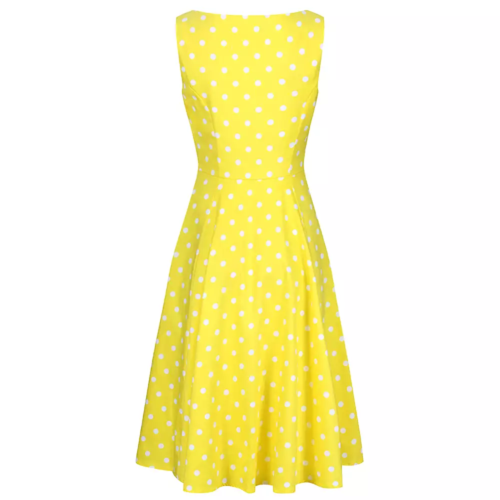 Yellow And White Polka Dot 50s Audrey Swing Dress