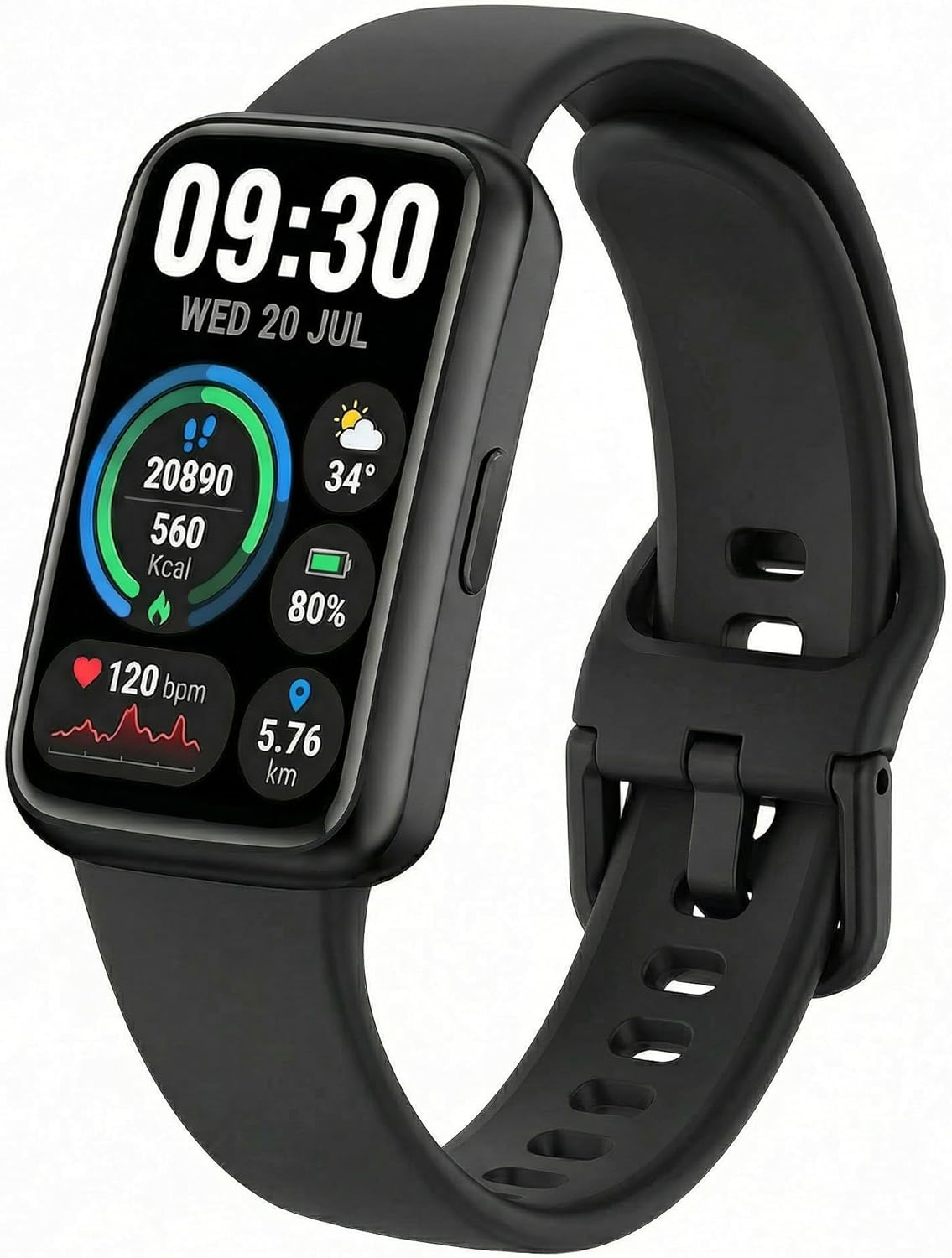 Fitness Tracker for Men & Women with 1.47” HD Display, Heart Rate & SpO2 Tracking, Sleep & Activity Monitor, 100+ Sports Modes, 3ATM Waterproof Smart Band, Works with Android & iOS, Black