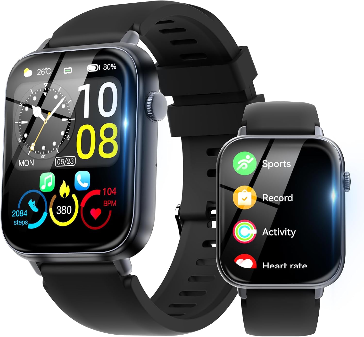 Smart Watch for Men Women Answer/Make Call, 1.85″ HD Fitness Tracker with 24/7 Heart Rate & Sleep Monitor, 110+ Sports Modes, IP68 Waterproof Smartwatch, Long Battery Life for Android iOS, Black